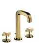 AXOR-HG-AXOR-Citterio-3-Loch-Waschtischarmatur-170-mit-Auslauf-140-mm-Kreuzgriffen-Rosetten-und-Zugstangen-Ablaufgarnitur-Polished-Gold-Optic-39133990 gallery number 1